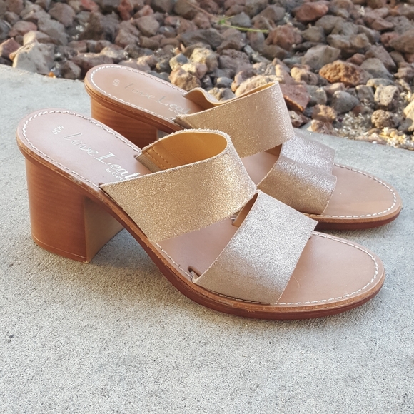 8 ITALIAN GOLD GEORGE J. LOVE LEATHER SANDALS - Picture 1 of 8